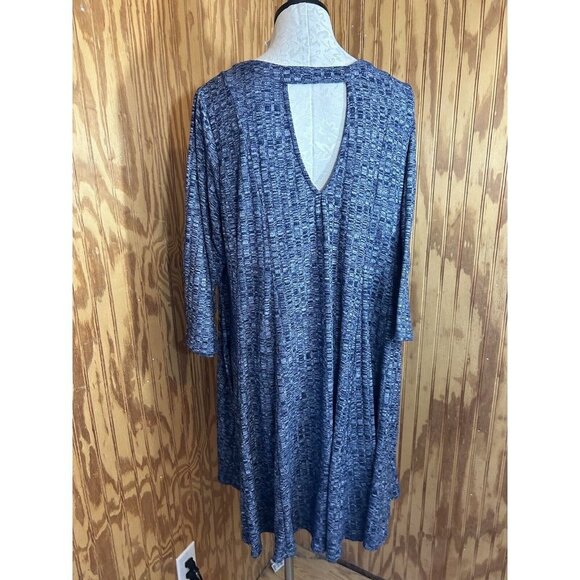 Torrid Womens Size 3 (3X) Mini Rib Knit Mock Neck Dress Blue Stretch - Picture 7 of 10